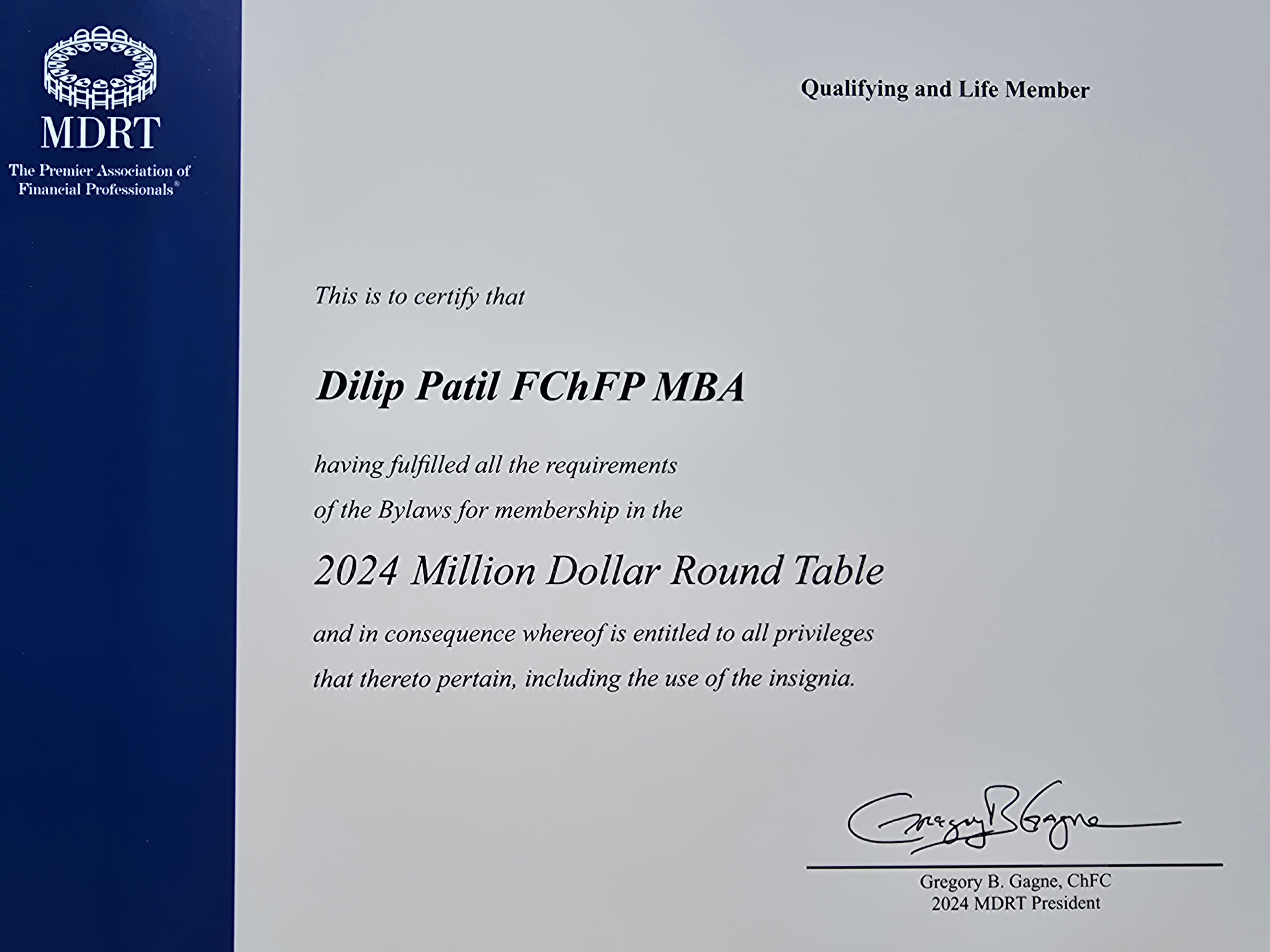 Million Dollar Round Table (MDRT) Honor
