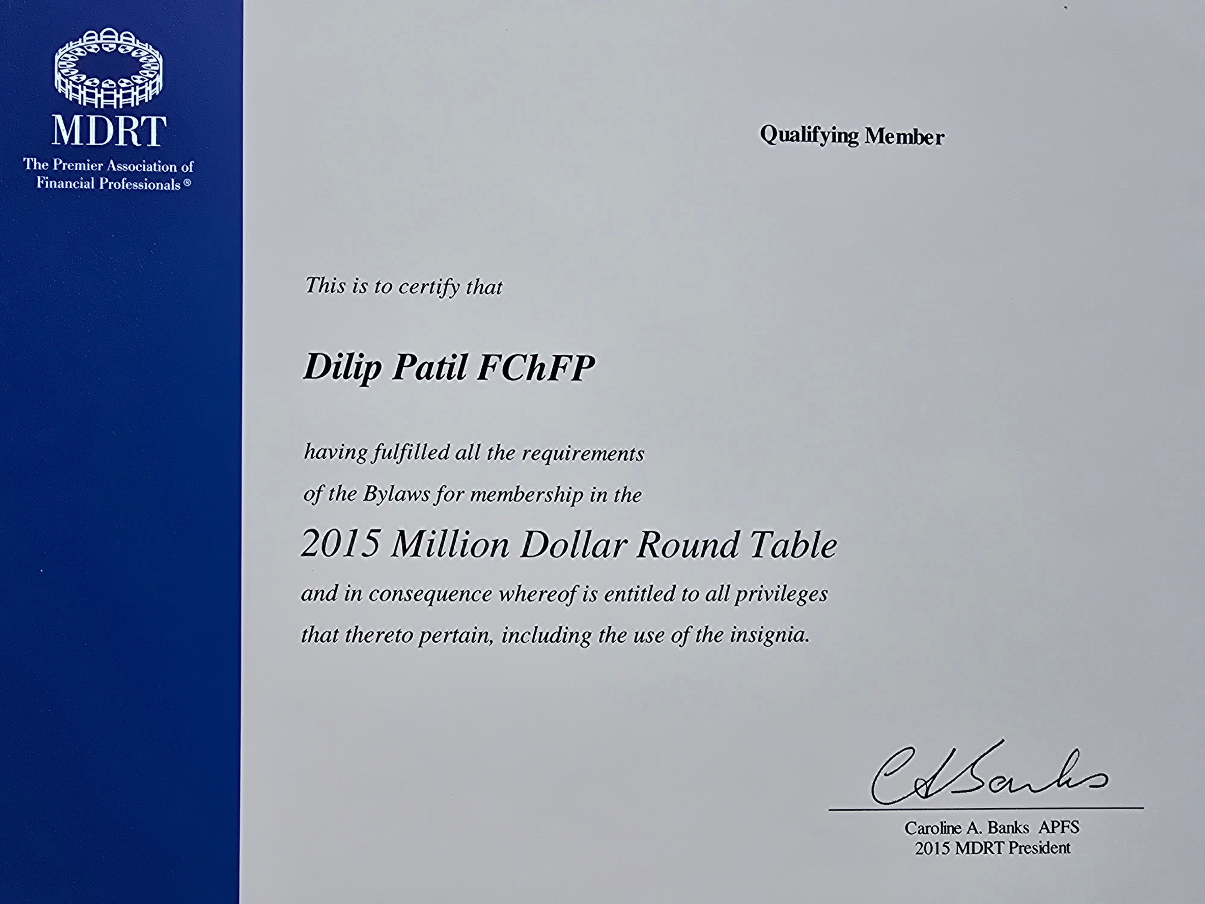 Million Dollar Round Table (MDRT) Certificate #11
