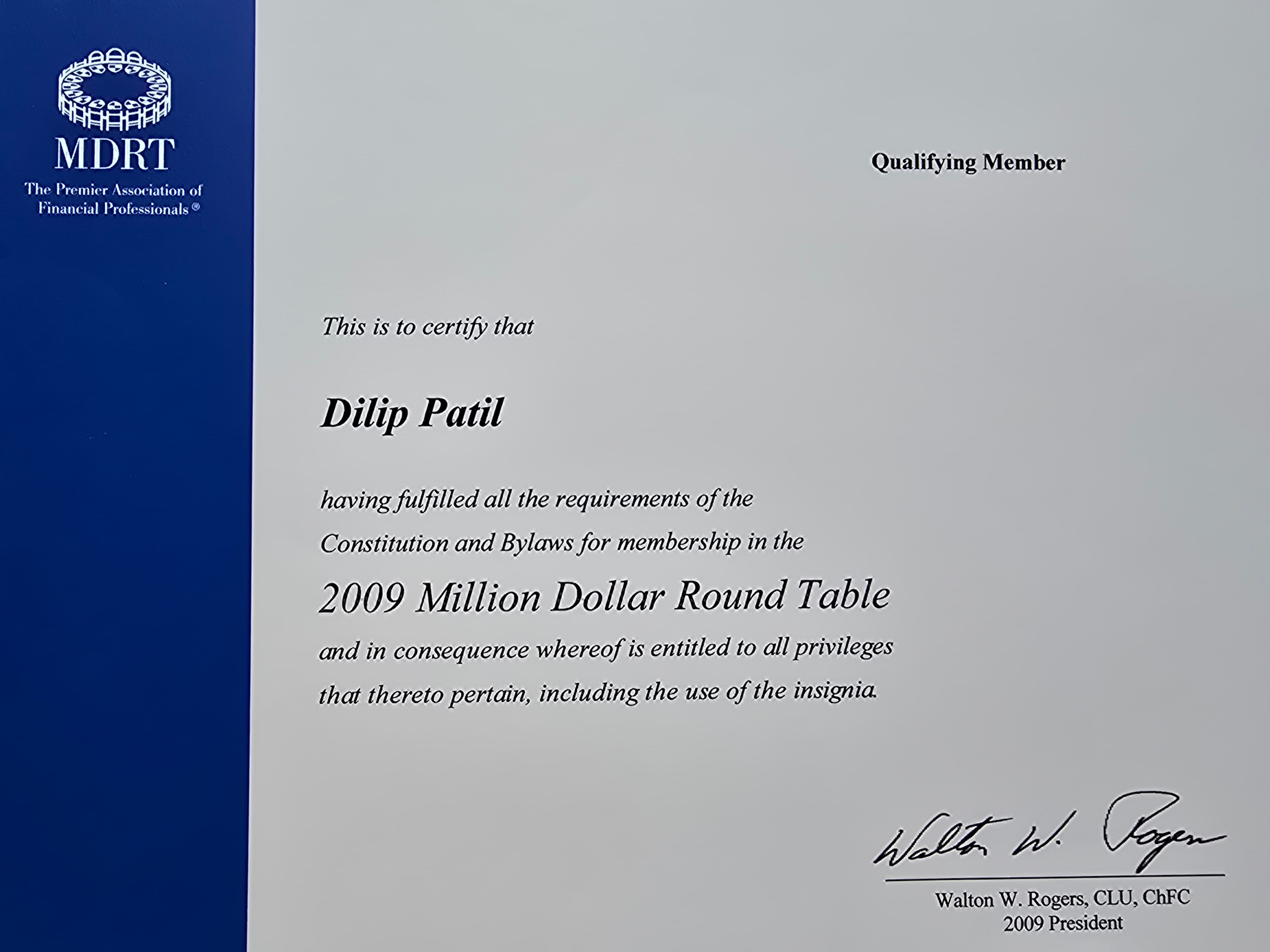 Million Dollar Round Table (MDRT) Certificate #13