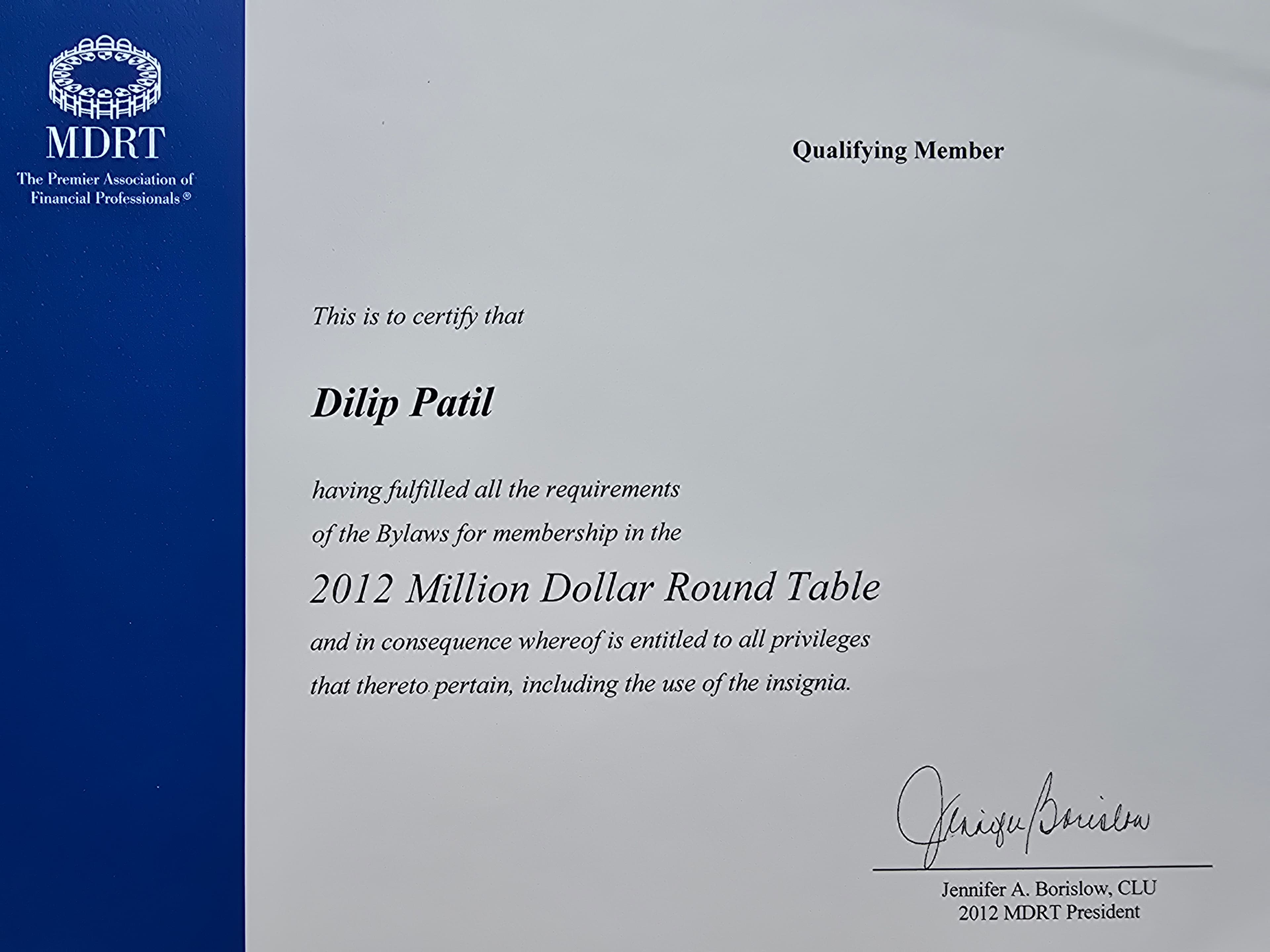 Million Dollar Round Table (MDRT) Certificate #16