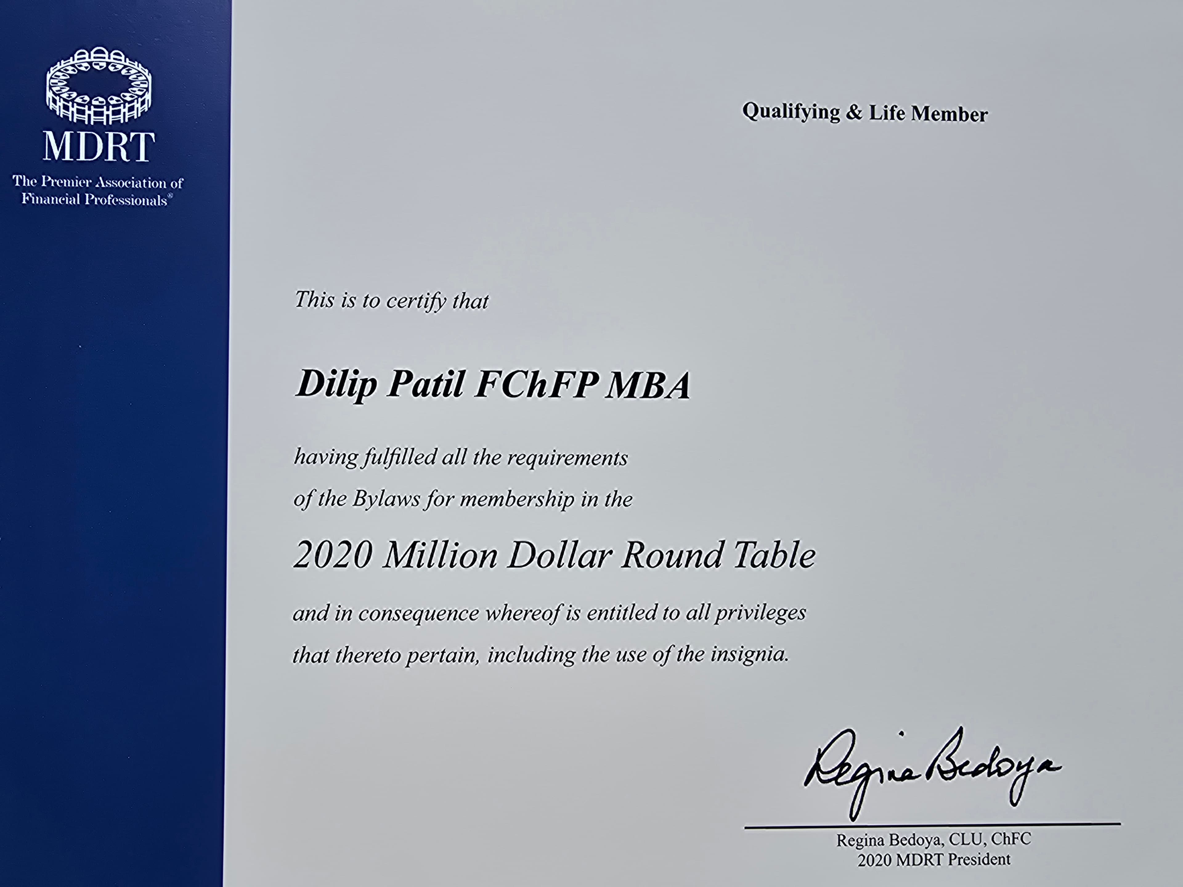 Million Dollar Round Table (MDRT) Certificate #5
