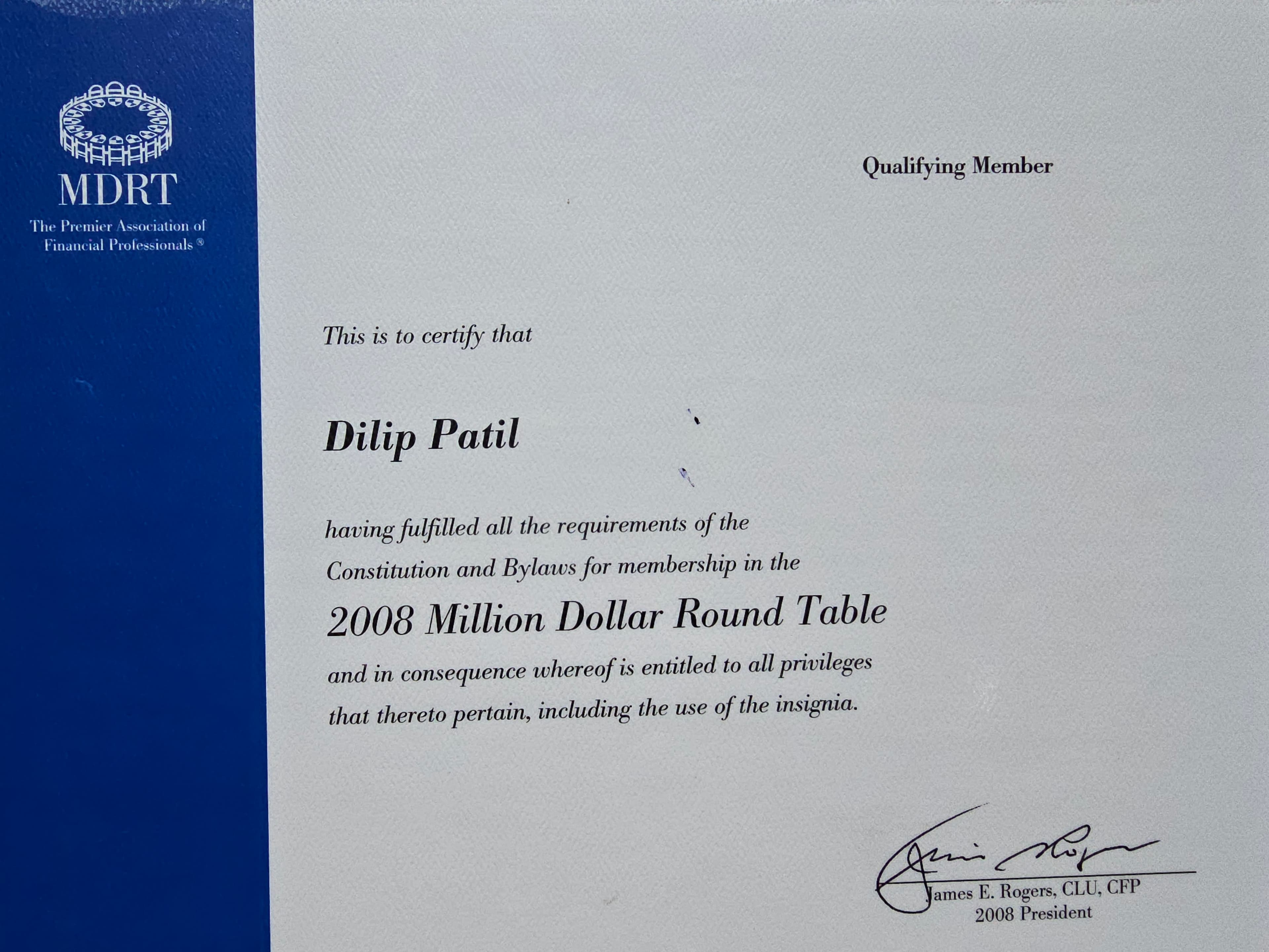 Million Dollar Round Table (MDRT) Certificate #6