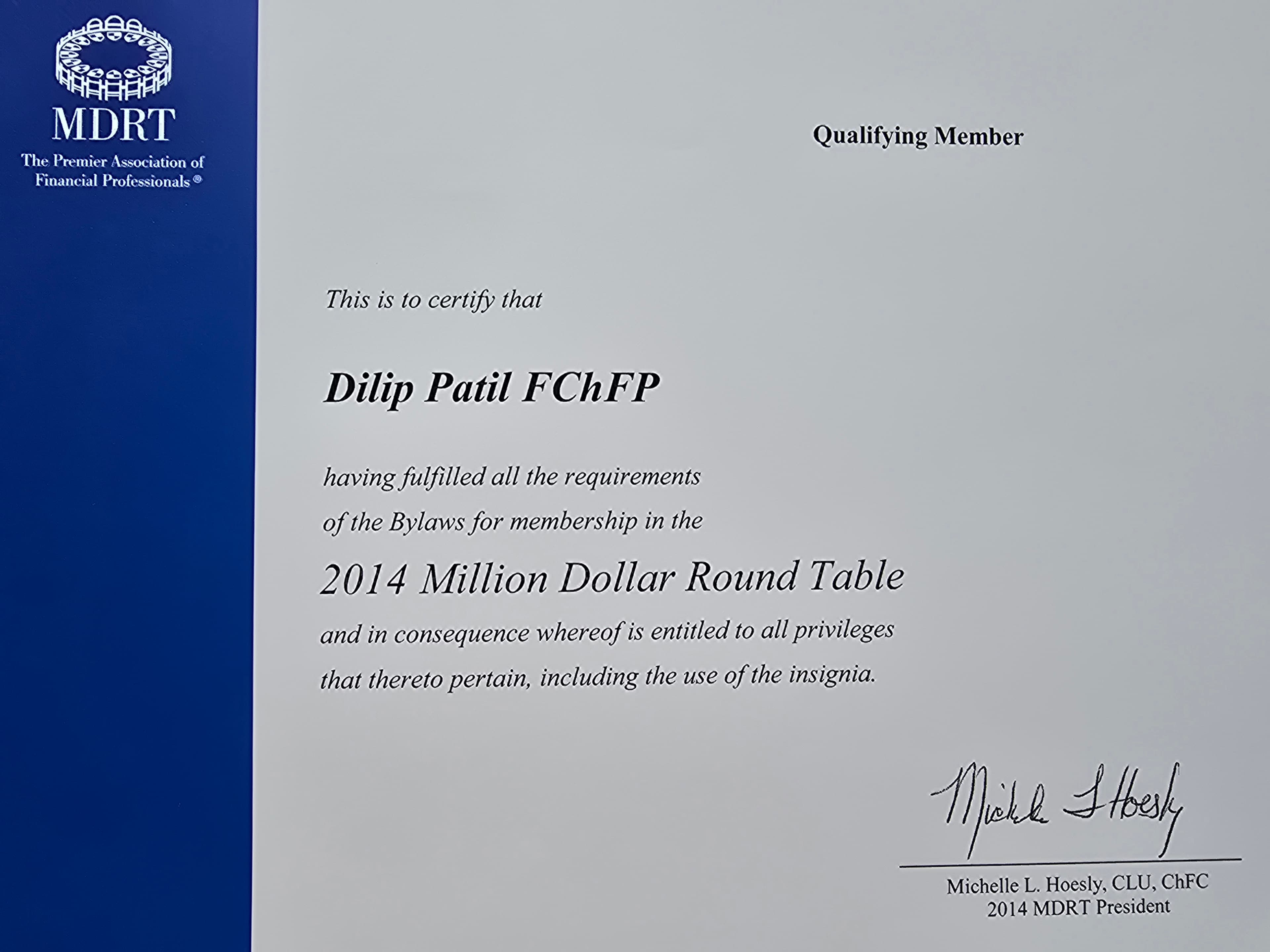 Million Dollar Round Table (MDRT) Certificate #9